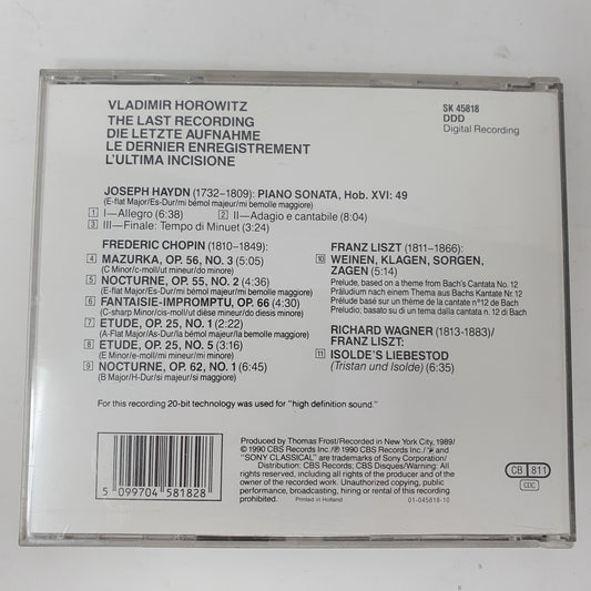 CD Horowitz Chopin Haydn Liszt Wagner – The Last Recording