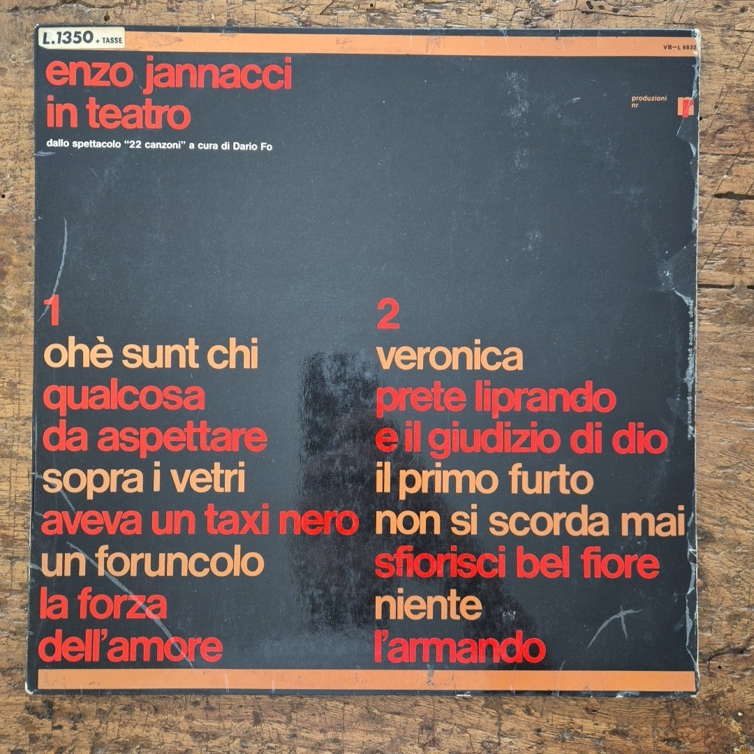 LP Enzo Jannacci - In Teatro SM 3063 Musica Italiana Vinile Italy Dario Fo