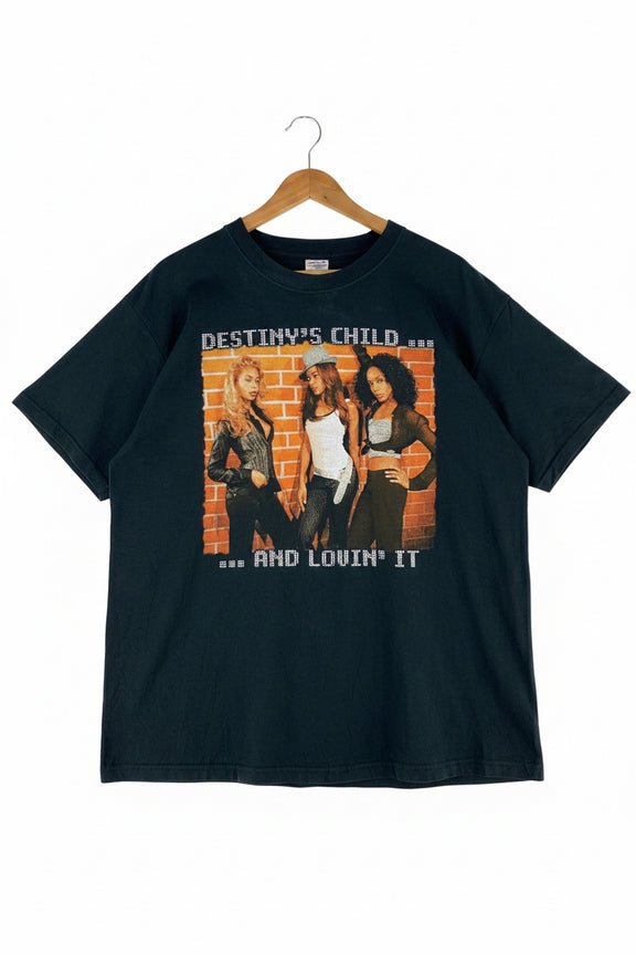 T-shirt vintage Destiny's Child World Tour 2005 nera con stampa frontale band